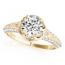 Diamond Floral Style Halo Bridal Set 18k Yellow Gold (0.95ct)