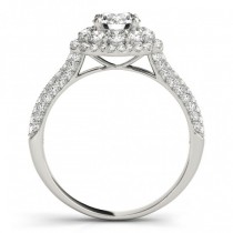 Diamond Floral Style Halo Engagement Ring 14k White Gold (1.54ct)