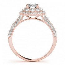 Diamond Floral Style Halo Engagement Ring 18k Rose Gold (1.54ct)