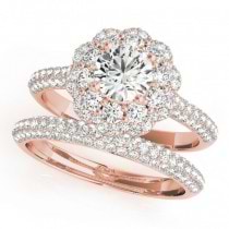 Diamond Floral Style Halo Bridal Set 14k Rose Gold (1.91ct)