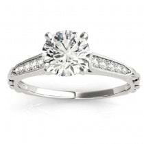 Diamond Accented Engagement Ring Setting 18K White Gold (0.16ct)
