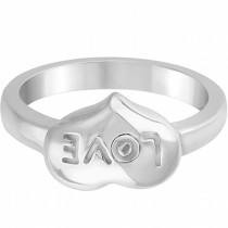 Designer Heart Shaped "Love" Ring in Sterling Silver