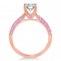 Alternating Diamond & Pink Sapphire Engravable Engagement Ring in 14k Rose Gold (0.45ct)