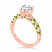 Alternating Diamond & Peridot Engravable Engagement Ring in 14k Rose Gold (0.45ct)