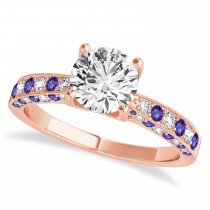 Alternating Diamond & Tanzanite Engravable Engagement Ring in 14k Rose Gold (0.45ct)