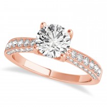 Diamond Engravable Engagement Ring in 14k Rose Gold (0.45ct)
