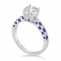 Alternating Diamond & Tanzanite Engravable Engagement Ring 14k White ...