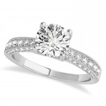 Diamond Engravable Engagement Ring in 14k White Gold (0.45ct)