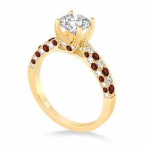 Alternating Diamond & Garnet Engravable Engagement Ring in 14k Yellow Gold (0.45ct)