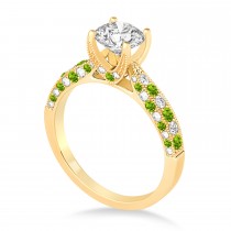 Alternating Diamond & Peridot Engravable Engagement Ring in 14k Yellow Gold (0.45ct)