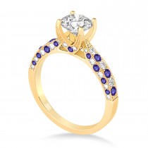 Alternating Diamond & Tanzanite Engravable Engagement Ring in 14k Yellow Gold (0.45ct)