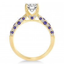 Alternating Diamond & Tanzanite Engravable Engagement Ring in 14k Yellow Gold (0.45ct)