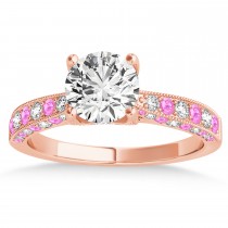 Alternating Diamond & Pink Sapphire Engravable Engagement Ring in 18k Rose Gold (0.45ct)