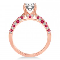 Alternating Diamond & Ruby Engravable Engagement Ring in 18k Rose Gold (0.45ct)