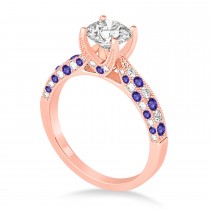 Alternating Diamond & Tanzanite Engravable Engagement Ring in 18k Rose Gold (0.45ct)