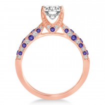 Alternating Diamond & Tanzanite Engravable Engagement Ring in 18k Rose Gold (0.45ct)