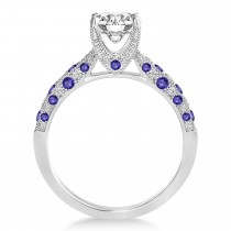 Alternating Diamond & Tanzanite Engravable Engagement Ring in 18k White Gold (0.45ct)