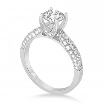 Diamond Engravable Engagement Ring in 18k White Gold (0.45ct)