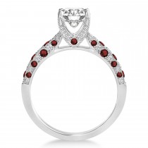Alternating Diamond & Garnet Engravable Engagement Ring in Palladium (0.45ct)