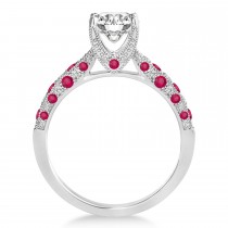Alternating Diamond & Ruby Engravable Engagement Ring in Palladium (0.45ct)