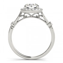 Round Diamond Halo Engagement Ring 14k White Gold (1.17ct)