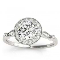 Halo Diamond Accent Engagement Ring Setting 14k White Gold (0.17ct)