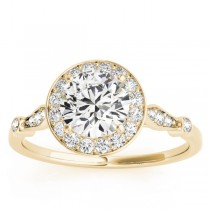 Halo Diamond Accent Engagement Ring Setting 18k Yellow Gold (0.17ct)