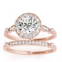 Halo Diamond Accented Bridal Set Setting 14k Rose Gold (0.25ct)