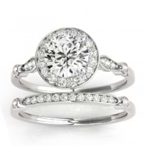 Halo Diamond Accented Bridal Set Setting 14k White Gold (0.25ct)