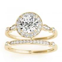 Halo Diamond Accented Bridal Set Setting 14k Yellow Gold (0.25ct)