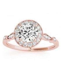 Halo Diamond Accented Bridal Set Setting 18k Rose Gold (0.25ct)