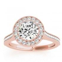 Milgrain Cathedral Engagement Ring Setting 14k Rose Gold (0.33ct)
