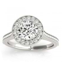 Milgrain Cathedral Engagement Ring Setting 14k White Gold (0.33ct)