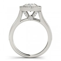 Milgrain Cathedral Engagement Ring Setting 18k White Gold (0.33ct)