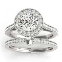 Diamond Accented Bridal Set Setting 18k White Gold (0.47ct)