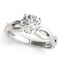 Diamond Twisted Shank Engagement Ring in 18k White Gold