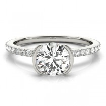 Semi-Bezel Diamond Engagement Ring Setting 14k White Gold (0.30ct)
