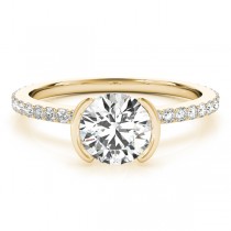 Semi-Bezel Diamond Engagement Ring Setting 18k Yellow Gold (0.30ct)