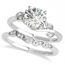 Bypass Floral Diamond Bridal Set Setting 14k White Gold (1.55ct)