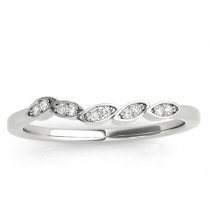 Floral Diamond Wedding Ring Band 14k White Gold (0.05ct)