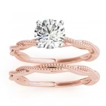 Solitaire Twist Engagement Ring & Wedding Band 14k Rose Gold