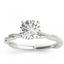 Solitaire Twist Engagement Ring & Wedding Band 18k White Gold