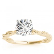 Solitaire Twist Engagement Ring & Wedding Band 18k Yellow Gold