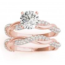 Infinity Twist Diamond Bridal Ring Set Setting 18k Rose Gold (0.80ct)