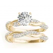 Infinity Twist Diamond Bridal Ring Set Setting 18k Yellow Gold (0.80ct)