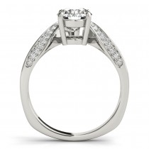 Diamond Euro Shank Curved Engagement Ring in 14k White Gold (0.16ct)
