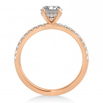 Emerald Diamond Single Row Hidden Halo Engagement Ring 14k Rose Gold (1.31ct)