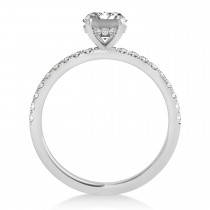 Emerald Diamond Single Row Hidden Halo Engagement Ring 14k White Gold (1.31ct)