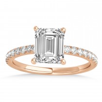 Emerald Diamond Single Row Hidden Halo Engagement Ring 18k Rose Gold (1.31ct)