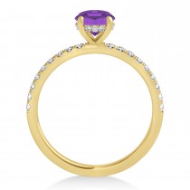 Emerald Amethyst & Diamond Single Row Hidden Halo Engagement Ring 14k Yellow Gold (1.31ct)